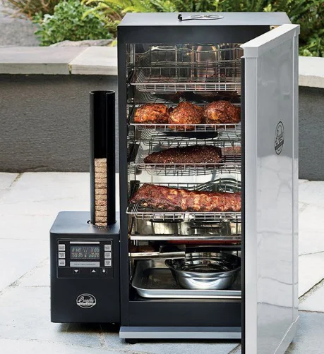 Electric Smoker with meat inside
